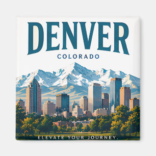 Blick auf die alpine Stadt Denver Magnet