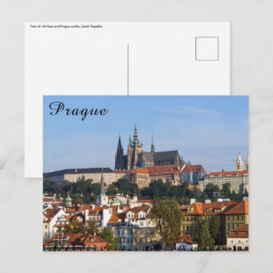 Blick auf die Altstadt und die Prager Burg, Tschec Postkarte