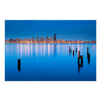 Blick auf die Innenstadt von Seattle Poster