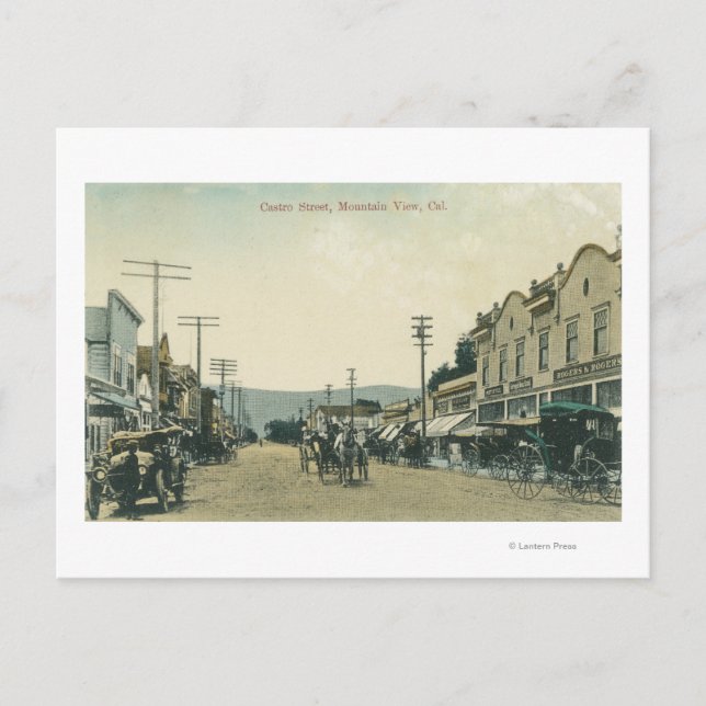 Blick auf die Pferdeschiffe auf der Castro Street Postkarte (Vorderseite)