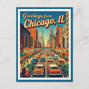 Blick auf die Randolph Street in Chicago in den 19 Postkarte