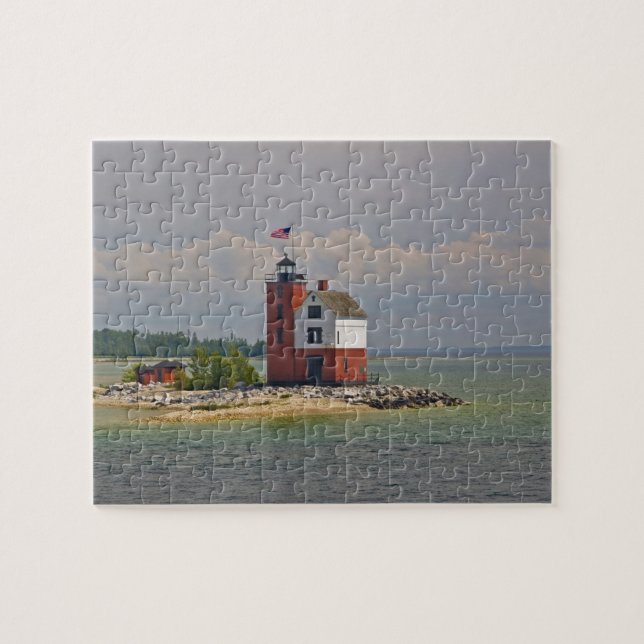 Blick auf die Round Island Light Station. (Horizontal)