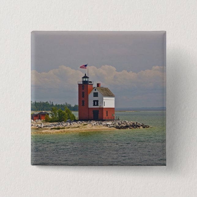 Blick auf die Round Island Light Station. Button (Vorderseite)