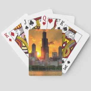 Blick auf die Skyline von Chicago von Adler aus Spielkarten