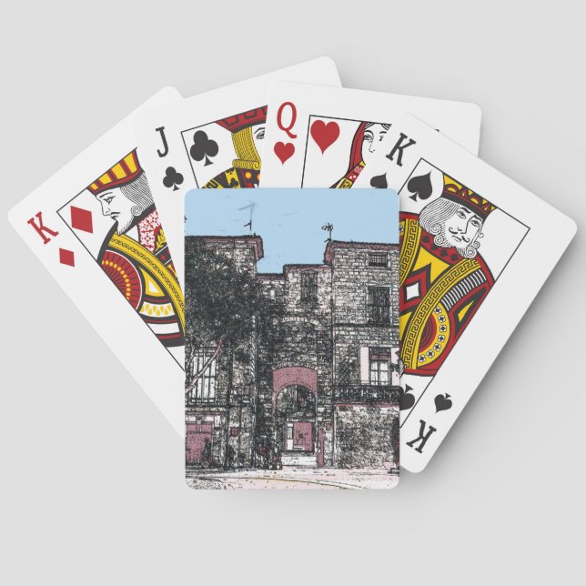 Blick auf die Stadt Pezenas Frankreich Spielkarten (Rückseite)