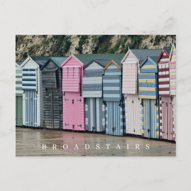 Blick auf die Strandhütten am Broadway Postkarte (Vorderseite)