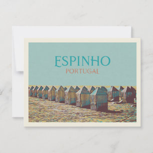Blick auf die Strandhütten von Espinho, Portugal Postkarte