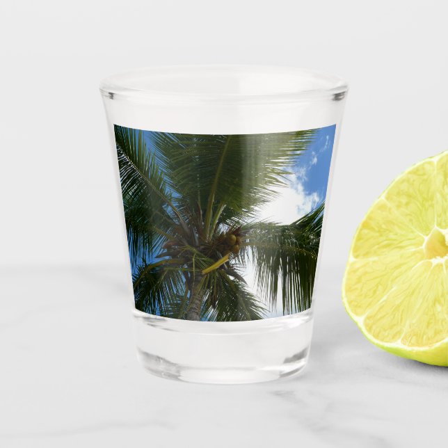 Blick auf die tropische Natur der Kokospalme Schnapsglas (Vorderseite)