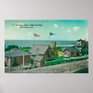 Blick auf die US Life Rettend Station, Golden Gate Poster