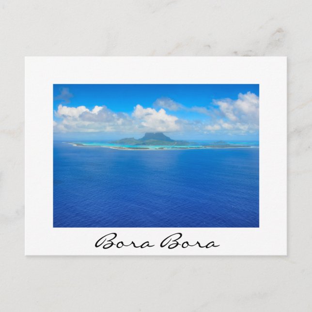Blick auf die weiße Postkarte von Bora Bora (Vorderseite)