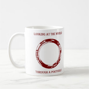 Blick auf die Welt durch eine Porthole 1 Farbe Kaffeetasse