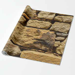 Blick auf eine alte Wand mit gelbem Stein, Abstrac Geschenkpapier