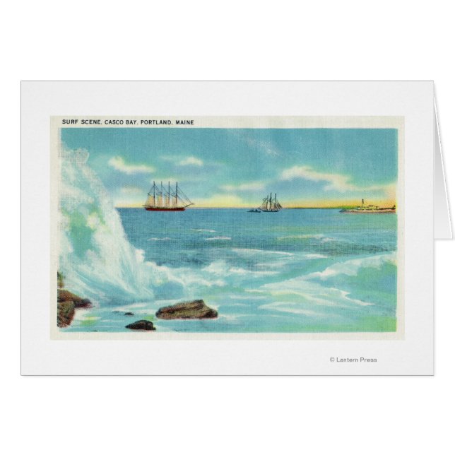 Blick auf eine Surfszene, Schiffe auf Casco Bay (Vorderseite (Horizontal))