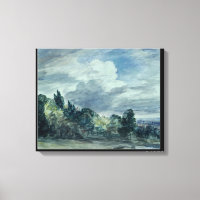 Blick auf eine weite Landschaft, mit Bäumen im Vor