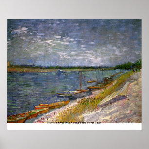 Blick auf einen Fluss mit Ruderbooten von van Gogh Poster