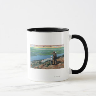 Blick auf einen Park Ranger und Jungen mit Blick n Tasse