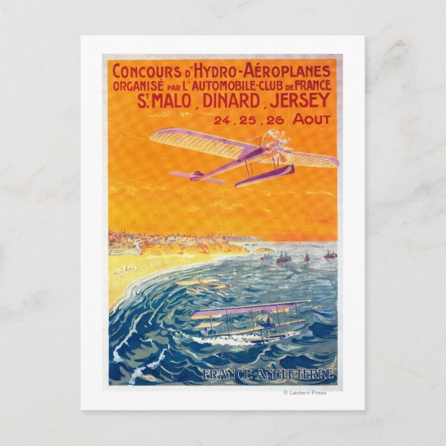 Blick auf Float-Flugzeug in Luft- und Wasserplakat Postkarte (Vorderseite)