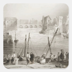 Blick auf Galway vom Claddagh Quadratischer Aufkleber