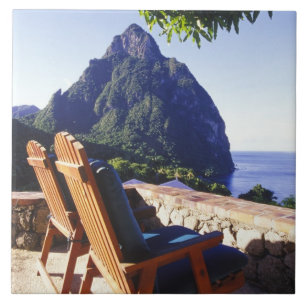 Blick auf Gros Piton vom Stonefield Estate Villa Fliese