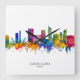 Blick auf Guadalajara Mexico Quadratische Wanduhr