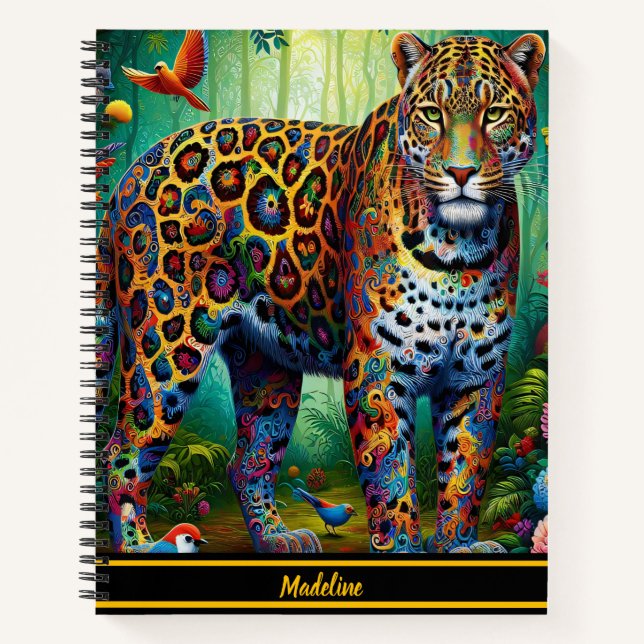 Blick auf Leopard: Tropische Majestät in Bewegung Notizbuch (Vorderseite)