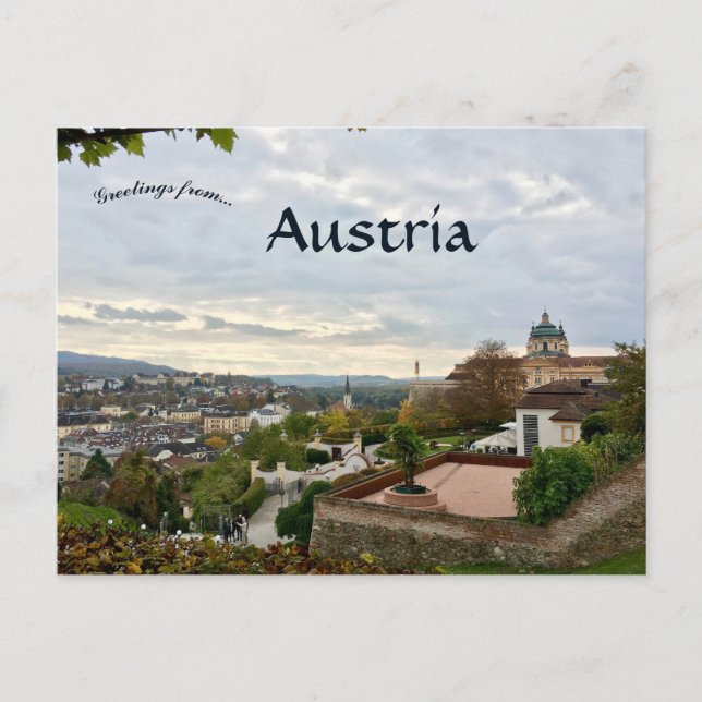 Blick auf Melk Österreich Postkarte (Vorderseite)