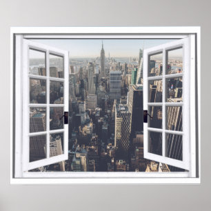 Blick auf New York City Falsches Fenster Poster