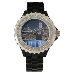 Blick auf New Yorks Brooklyn Bridge-Reflexion Armbanduhr