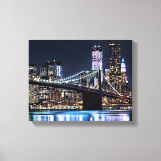 Blick auf New Yorks Brooklyn Bridge-Reflexion Leinwanddruck