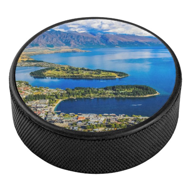 Blick auf Queenstown vom Gipfel von Bob, Neuseelan Eishockey Puck (3/4)