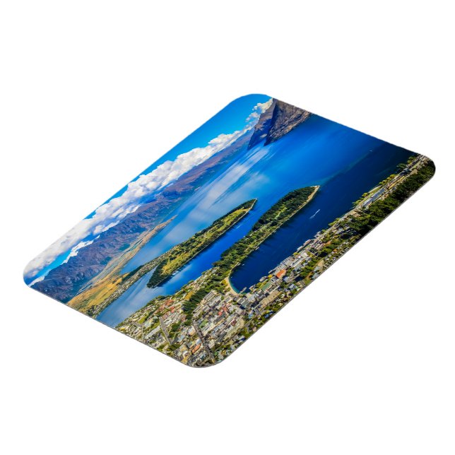 Blick auf Queenstown vom Gipfel von Bob, Neuseelan Magnet (Linke Seite)