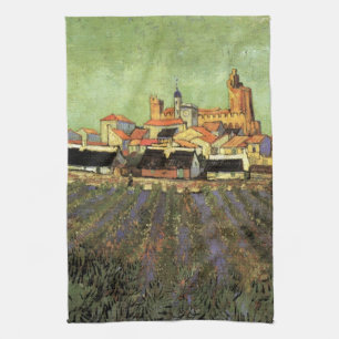 Blick auf Saintes Maries von Vincent van Gogh Geschirrtuch
