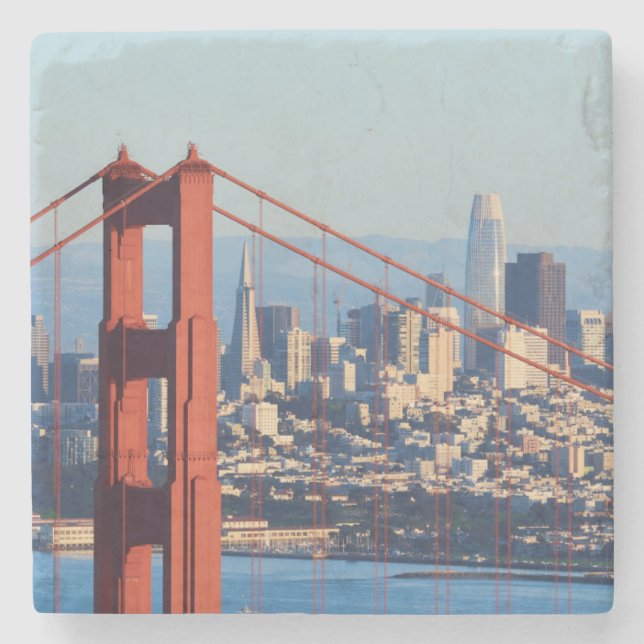 Blick auf San Francisco durch die Golden Gate Brid Steinuntersetzer (Vorderseite)