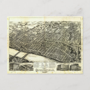 Blick auf Springfield Massachusetts (1875) Postkarte