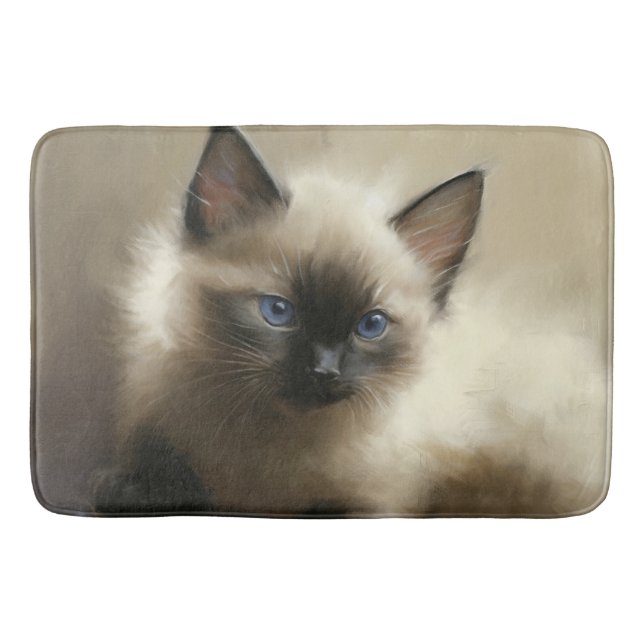 Blick auf Unschuld Siam Kitten Portrait Badematte (Vorderseite)