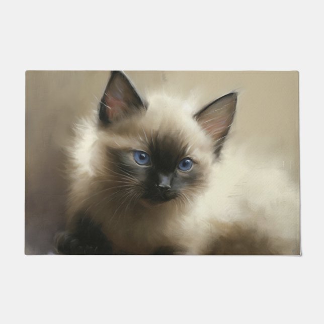Blick auf Unschuld Siam Kitten Portrait Fußmatte (Vorderseite)