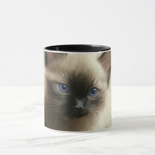 Blick auf Unschuld Siam Kitten Portrait Tasse (Zentrum)