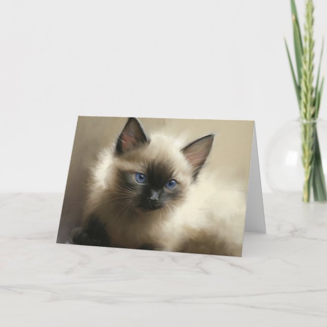 Blick auf Unschuld Siam Kitten Portraitkarte Dankeskarte (Vorderseite)