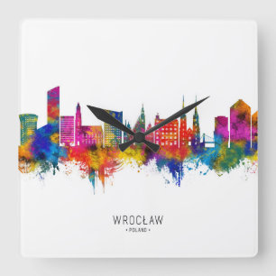 Blick auf Wrocław Polen Quadratische Wanduhr