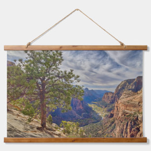 Blick auf Zion Canyon vom Angels Landing Wandteppich Mit Holzrahmen