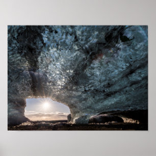Blick aus einer Eishöhle, Island Poster
