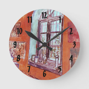 Blick aus Vincent van Goghs Atelier im Asyl Runde Wanduhr