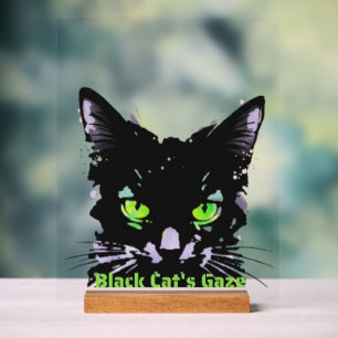 Blick der schwarzen Katze Acrylschild
