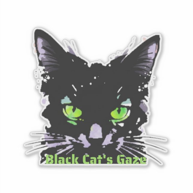 Blick der schwarzen Katze Aufkleber (Vorderseite)