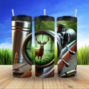 Blick des Jägers im Herbstwald Thermosbecher