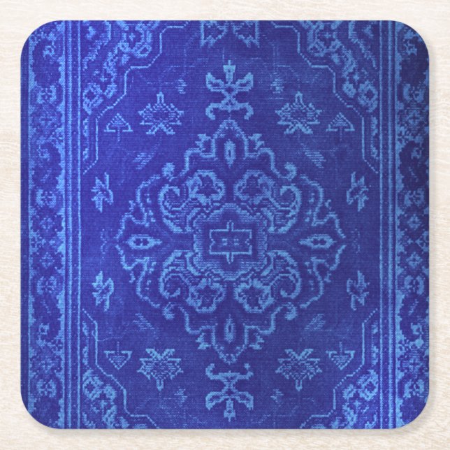 Blick des persischen Teppichs im Blau Rechteckiger Pappuntersetzer (Vorderseite)