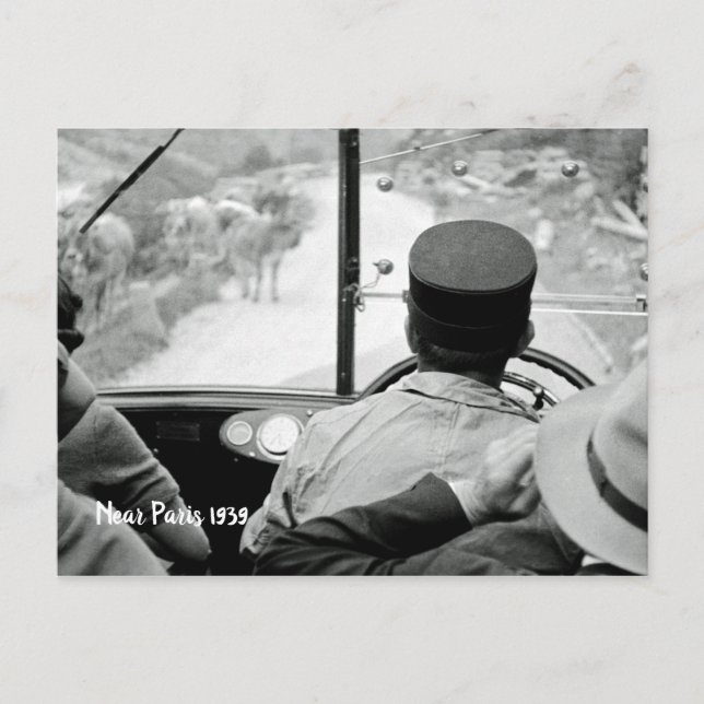 Blick durch das französische Busfenster 1939 Frank Postkarte (Vorderseite)