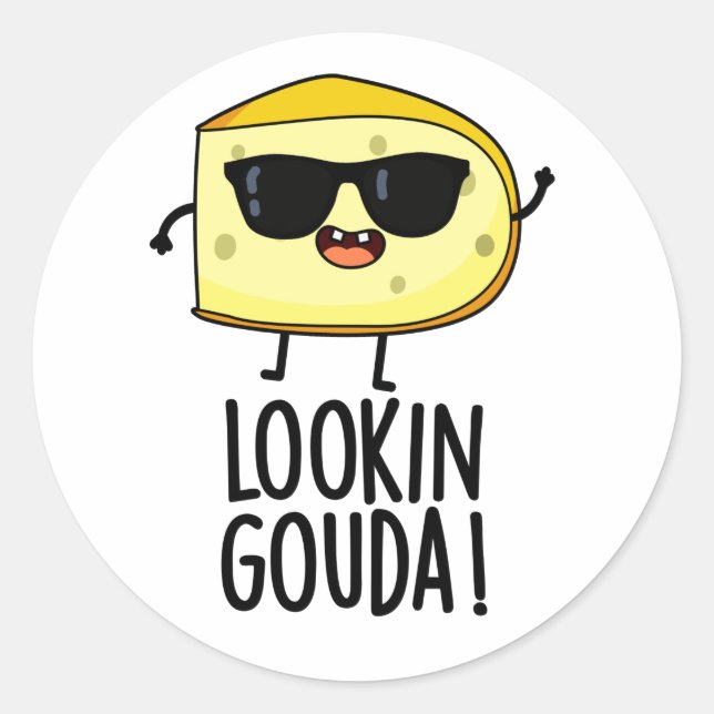 Blick Gouda Funny Cheese Pub Runder Aufkleber (Vorderseite)