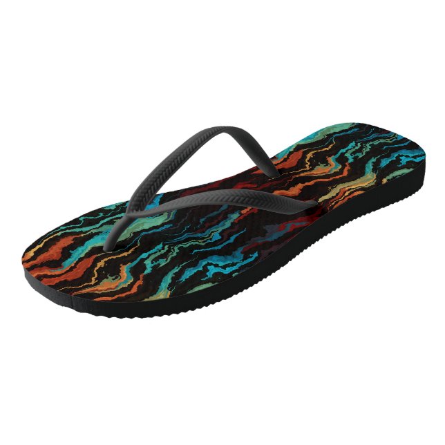 Blick in das abstrakte Feuer Flip Flops (Schrägansicht)