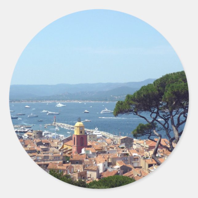 Blick nach Tropez Runder Aufkleber (Vorderseite)